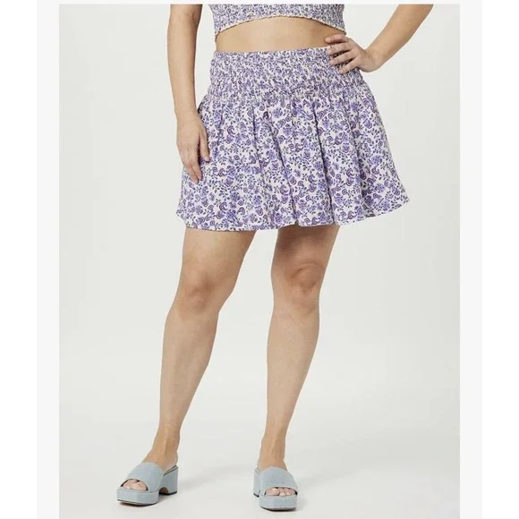 The Drop Purple Paisley Rosalia Smocked Waist Mini Skirt Size XXL NWT - Picture 12 of 14